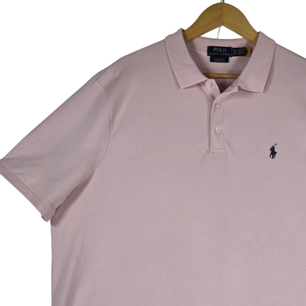 Polo Ralph Lauren Mens XXL Pink Classic Fit Stretch Mesh Short Sleeve Polo Shirt